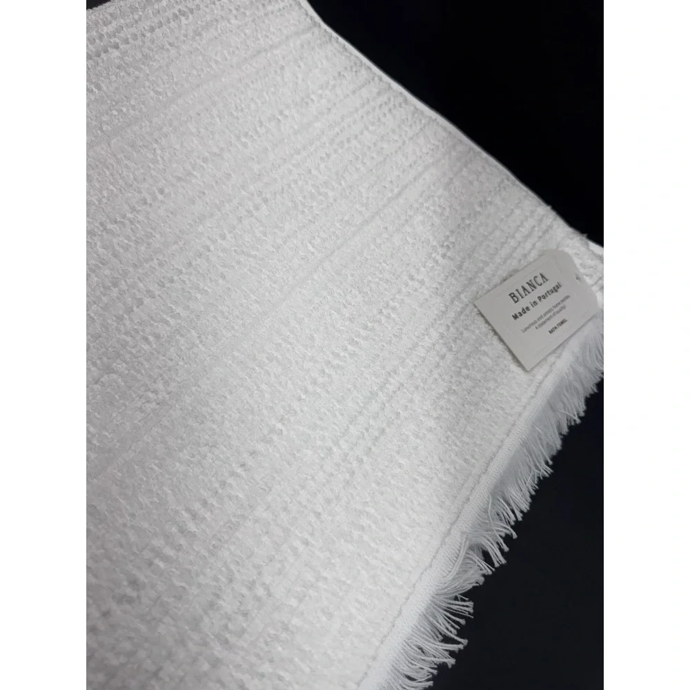 Bianca 100% Cotton Luxury Bath Towel Portugal Textured Fringe Bright White‎ New